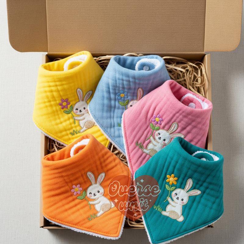 Benutzerdefinierte Kaninchen Und Blume Babylätzchen Personalisierte Hand Gestickt Lätzchen Für Neugeborene Stickerei Sabber Baby Shower Geschenk von Etsy - Oversewnit