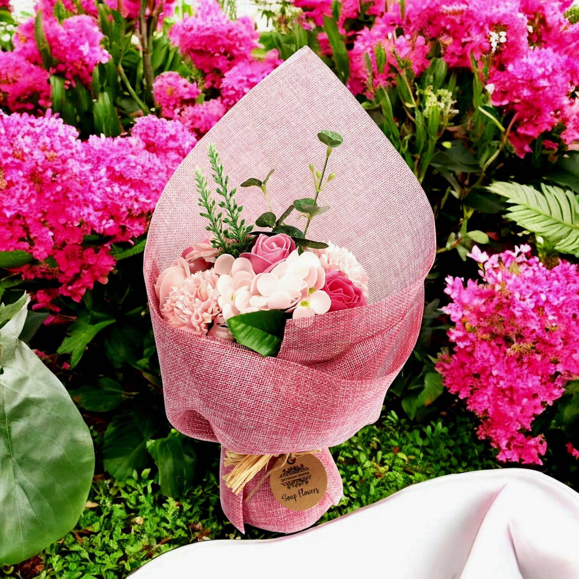 Strauß Stehender Seifenblumen - Rosa von Etsy - PELKASHOP