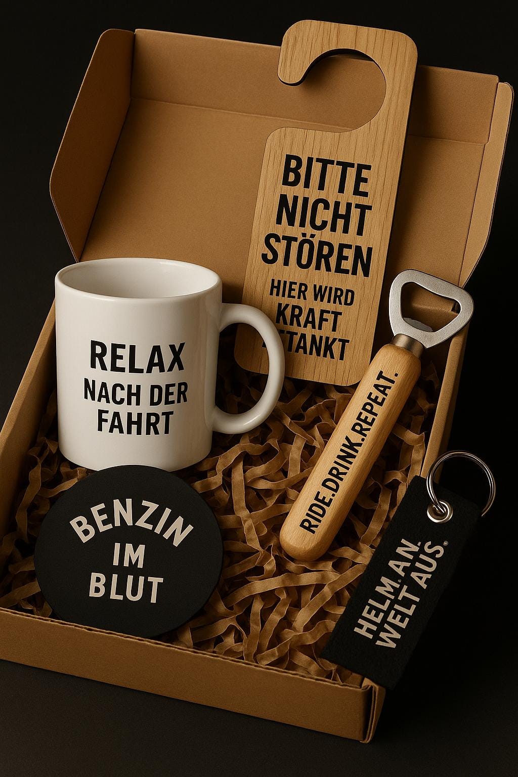 Bikerin Geschenkbox - Motorrad Geschenk Für Frauen Relax Nach Der Fahrt Ride Drink Repeat Benzin Im Blut Türschild & Tasse Biker B von Etsy - PSLiebehilft