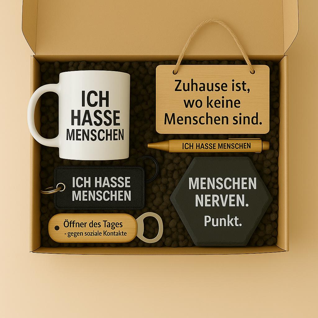 Ich Hasse Menschen"-Box Geschenkset Mit Humor Für Antisoziale | Lustige Geschenkidee Tasse, Anhänger, Untersetzer Und Mehr Ich Hasse Menschen"-Box Geschenkset Mit Humor Für Antisoziale | Lustige Geschenkidee Tasse, Anhänger, Untersetzer Und Mehr von Etsy - PSLiebehilft