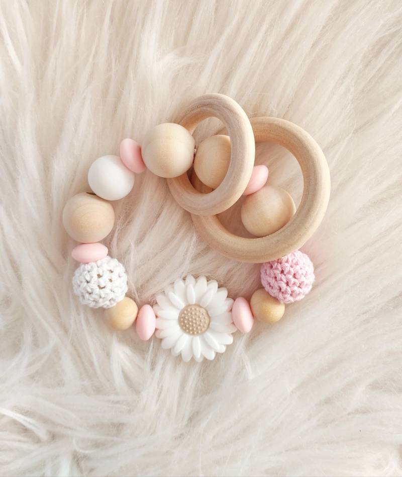 Greifling in Rosa Und Weiß, Mit Blume von Etsy - PURZELKINDshop