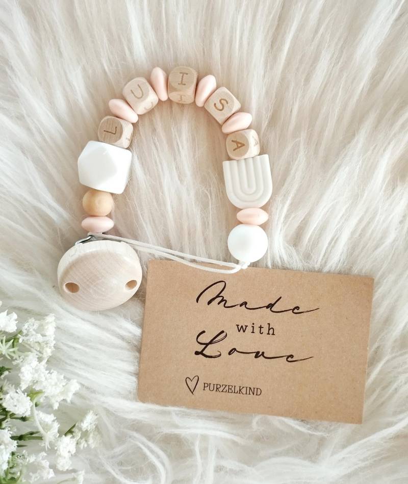 Schnullerkette Mit Name Und Regenbogen Personalisiert Für Mädchen von Etsy - PURZELKINDshop