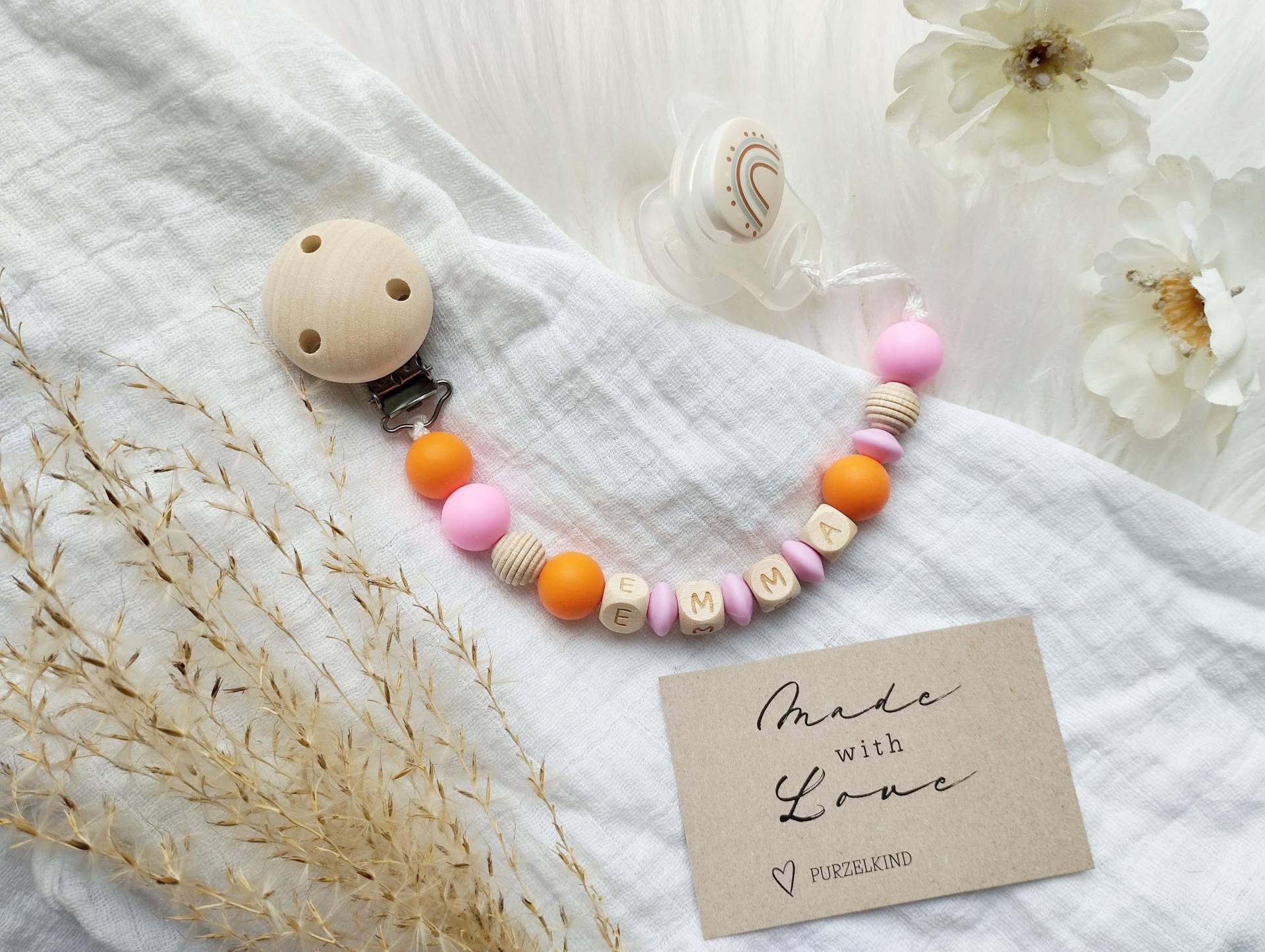 Schnullerkette Mit Name Und Rosa Pink Orange Personalisiert Für Mädchen, Geschenk Zur Geburt Taufe Oder Babyparty, Modern Schnullerkette Mit Name Und Rosa Pink Orange Personalisiert Für Mädchen, Geschenk Zur Geburt Taufe Oder Babyparty, Modern von Etsy - PURZELKINDshop