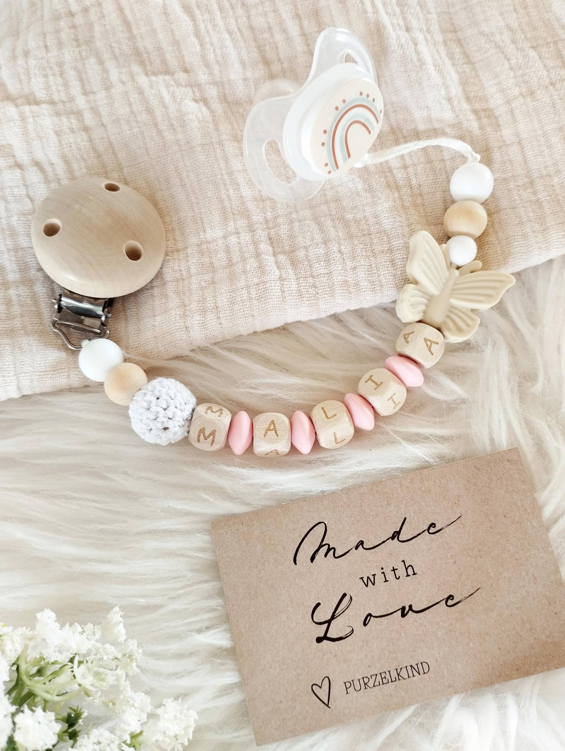 Schnullerkette Mit Name Und Schmetterling Rosa Helles Pink Personalisiert Für Mädchen, Geschenk Zur Geburt Taufe Babyparty Mädchen von Etsy - PURZELKINDshop