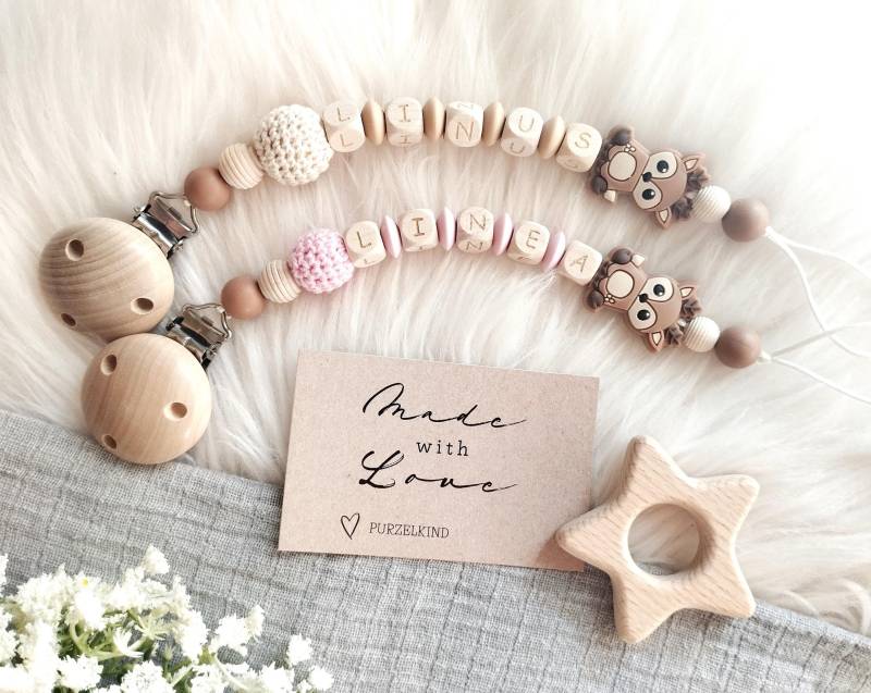 Schnullerkette Rehkitz Mit Name Personalisiert Rosa Braun Beige Mädchen Jungen, Geschenk Zur Geburt Taufe Babyparty Jungen Reh von Etsy - PURZELKINDshop