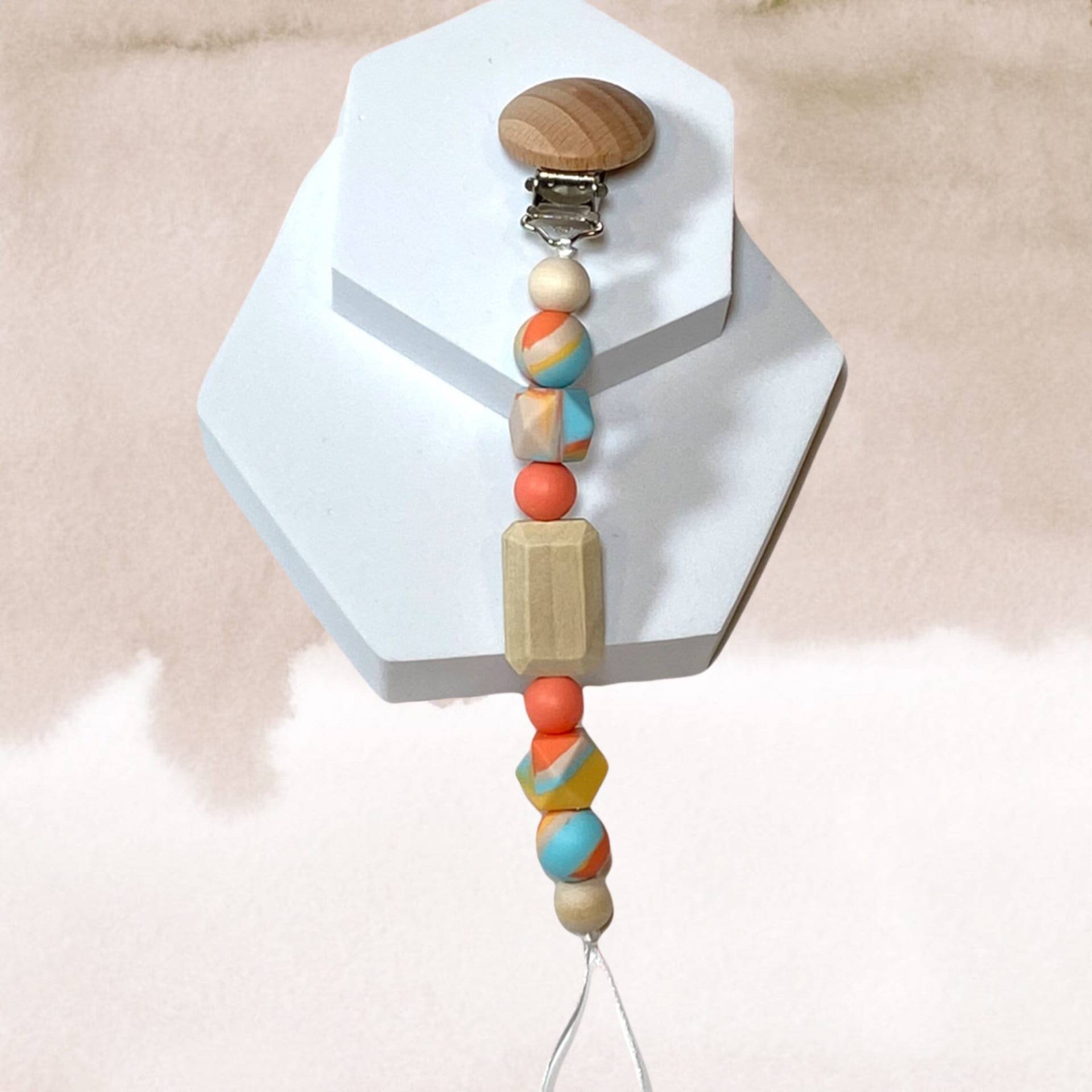 Blau Tan Und Orange Silikon Schnullerclip Blau Tan Und Orange Silikon Schnullerclip von Etsy - PacificPacifiers