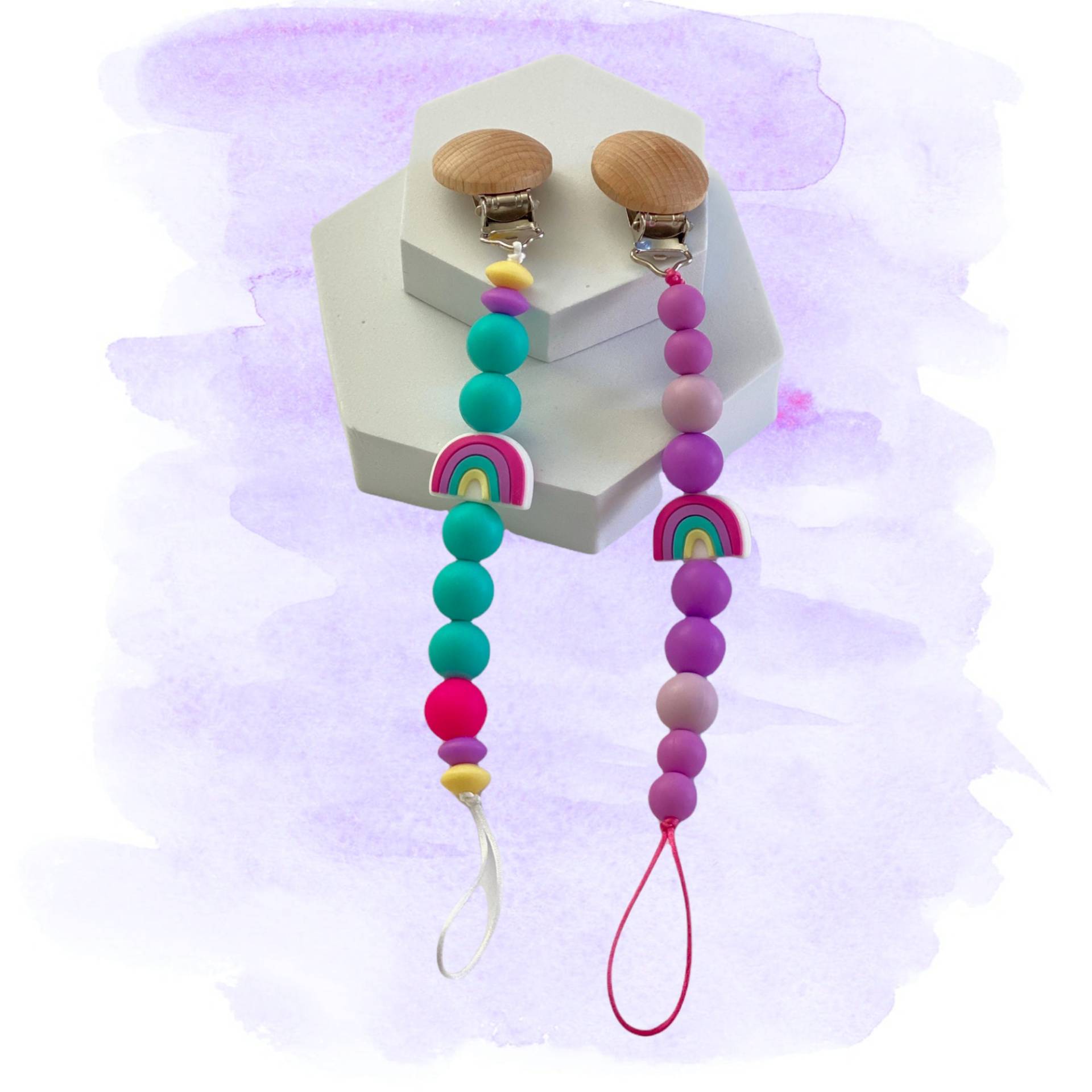 Regenbogen Silikon Schnullerclip | Lila Teal Regenbogen Silikon Schnullerclip | Lila Teal von Etsy - PacificPacifiers