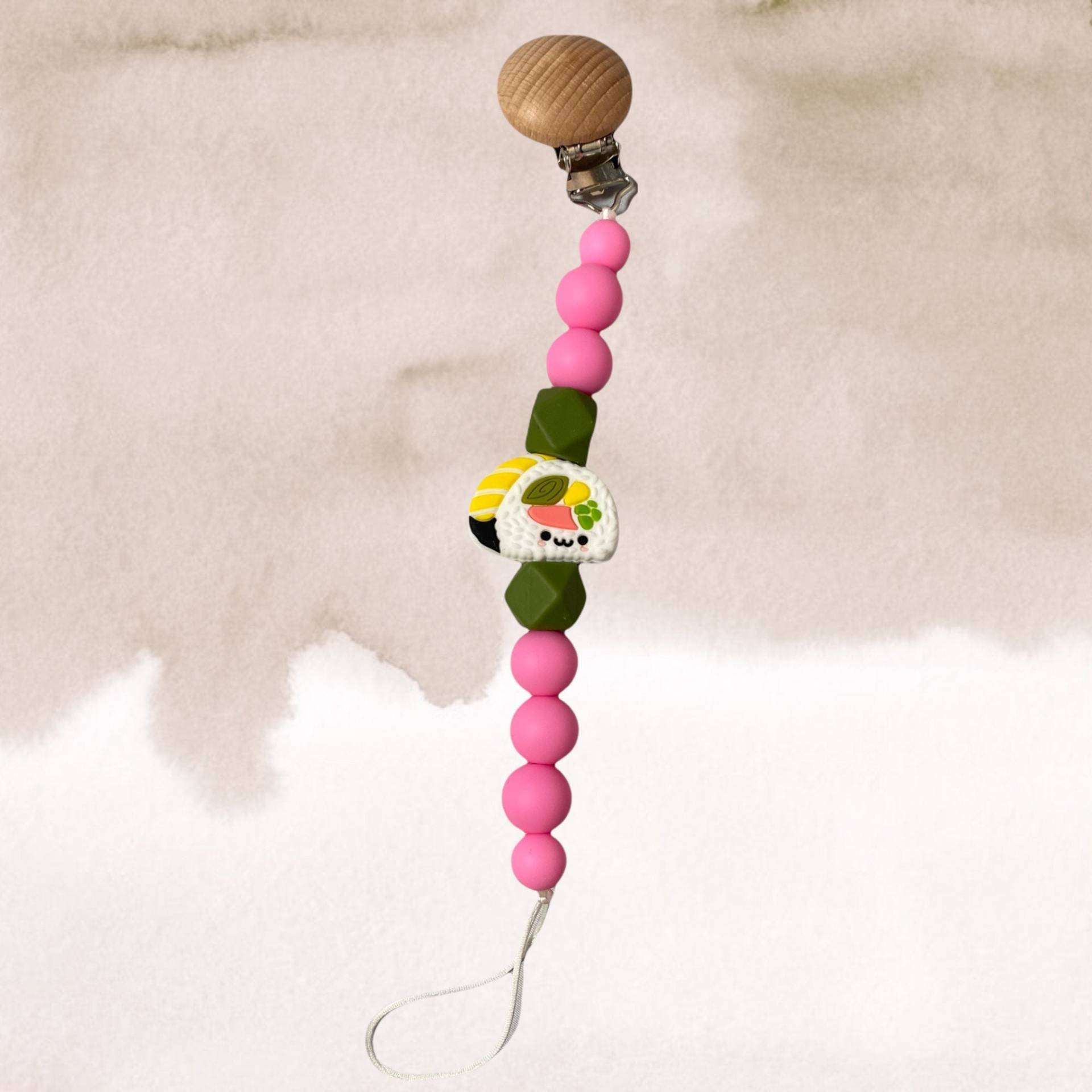 Rosa Sushi Schnullerclip | Pink Rosa Sushi Schnullerclip | Pink von Etsy - PacificPacifiers