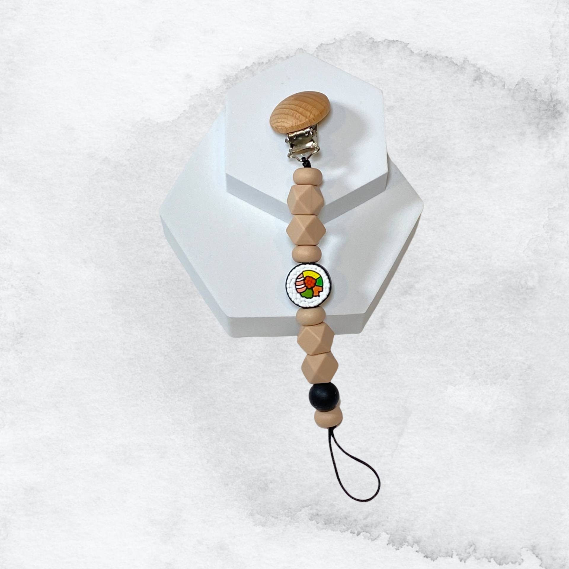 Tan Sushi Schnullerclip | Beige Schnullerhalter Tan Sushi Schnullerclip | Beige Schnullerhalter von Etsy - PacificPacifiers