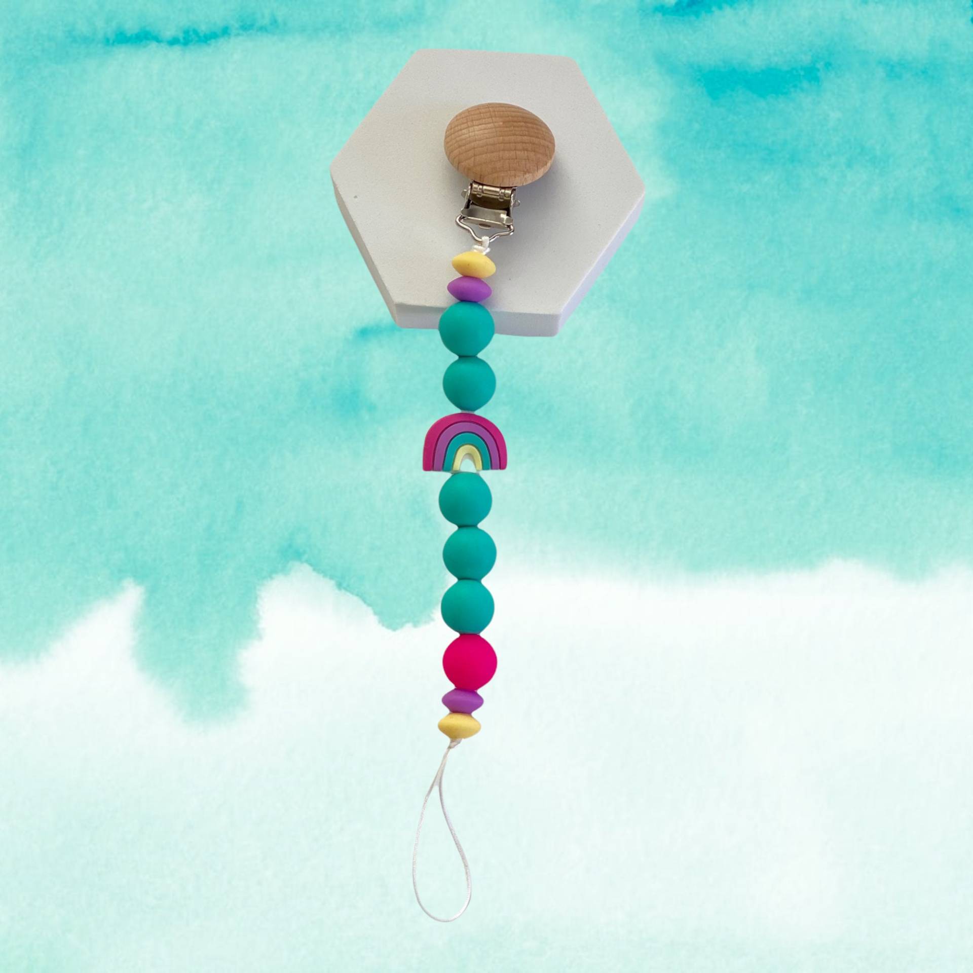 Teal Regenbogen Schnullerclip Teal Regenbogen Schnullerclip von Etsy - PacificPacifiers