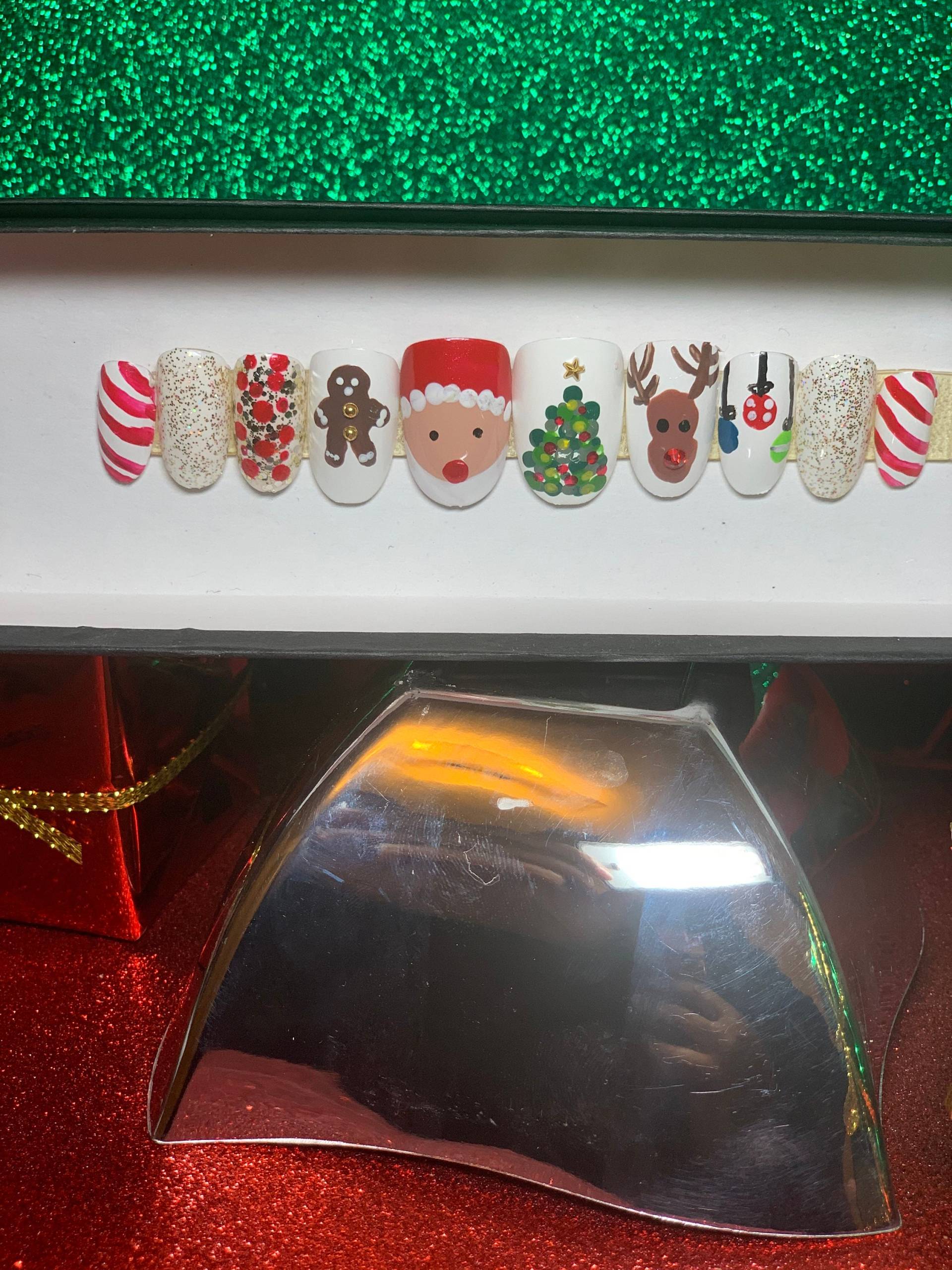 Feiertagsfest-Set/Weihnachten/Santa/Fake Nägel / Feiertagsfest-Set/Weihnachten/Santa/Fake Nägel / von Etsy - Paparazzinails
