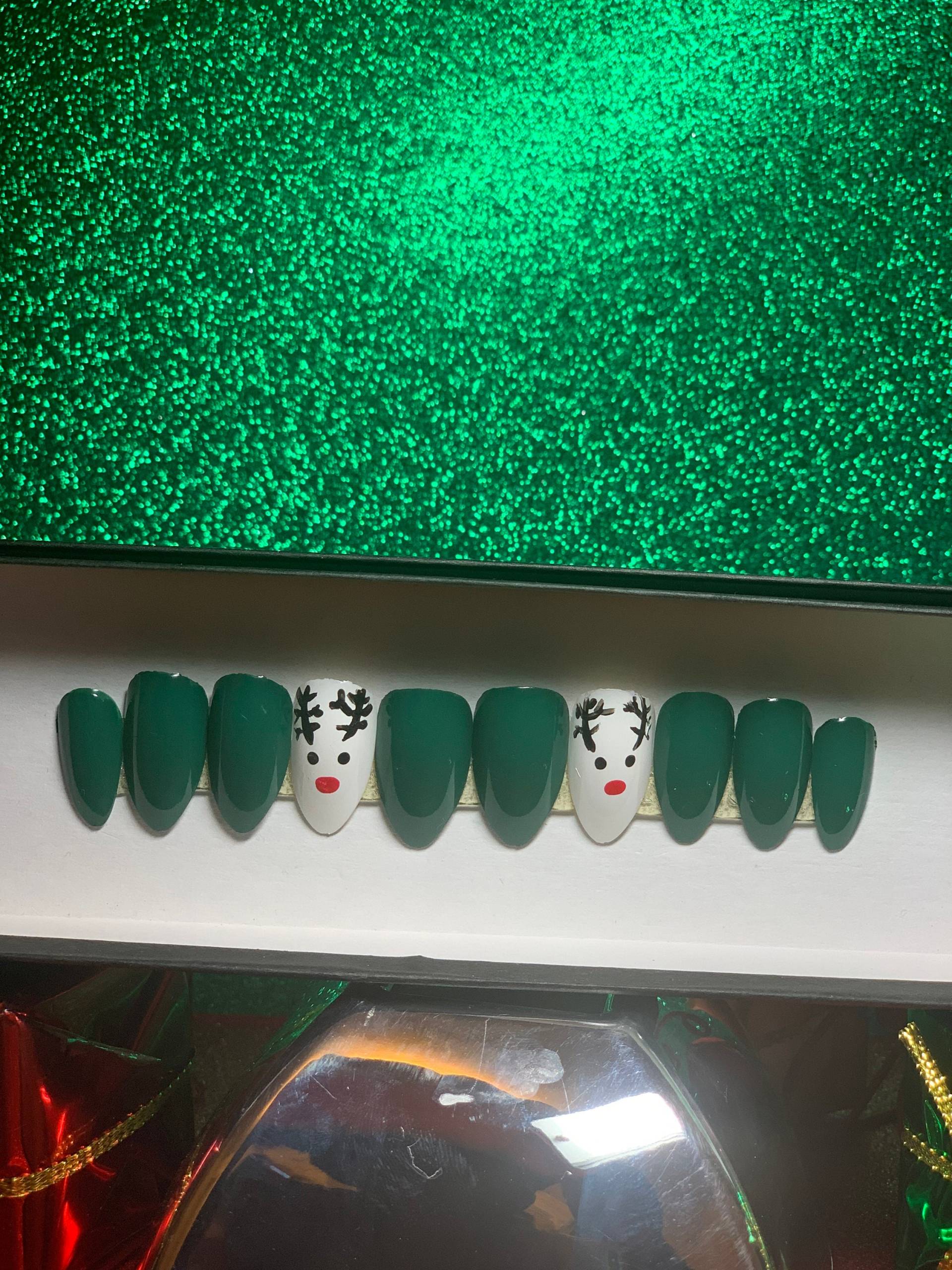 Winter Grün Set/Fake Nägel/Weihnachten/Hirsch/ Winter Grün Set/Fake Nägel/Weihnachten/Hirsch/ von Etsy - Paparazzinails