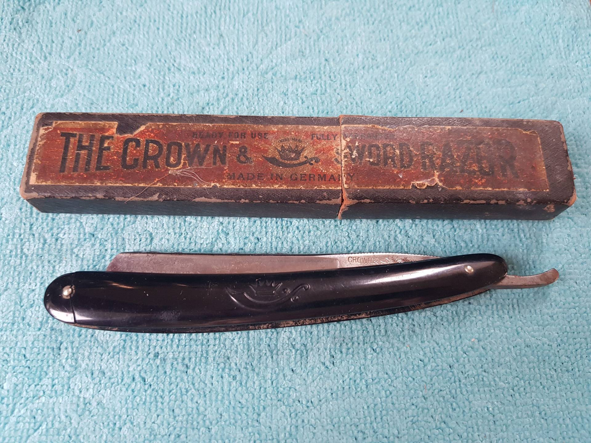 Vintage Krone & Schwert Gerade Rasierer, 1166 Ern, Cut Throat Razor, Deutschland Solingen, Nass Rasieren, Bart Pflege, Rasierzubehör, Friseur von Etsy - PastNFutureUK
