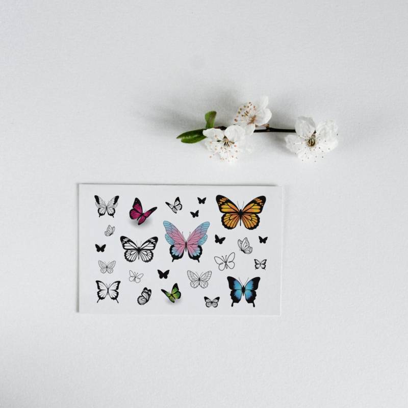 Temporäre Tattoos 20+ Motive | Bogen A6 Schmetterling Edition Tattoo Klein von Etsy - PastaAndPeonies