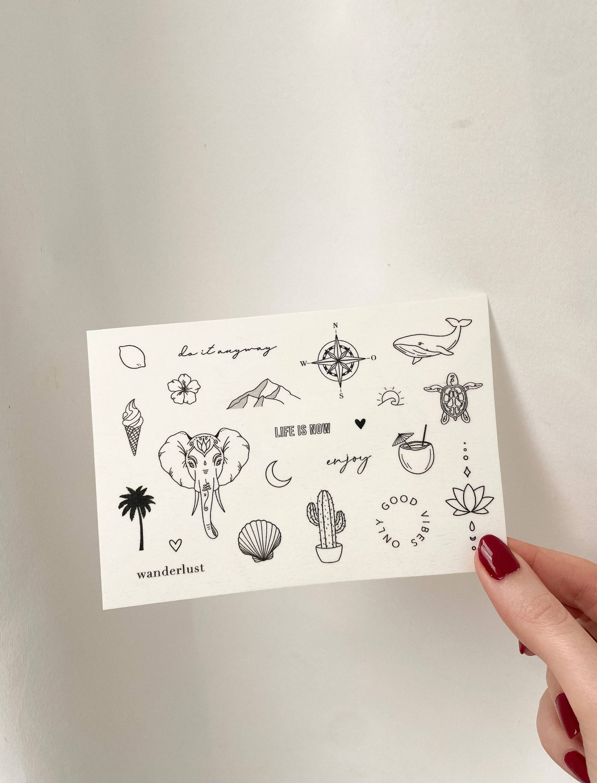 Temporäre Tattoos Reiselust | Bogen A6 Tattoo Minimalistisch von Etsy - PastaAndPeonies