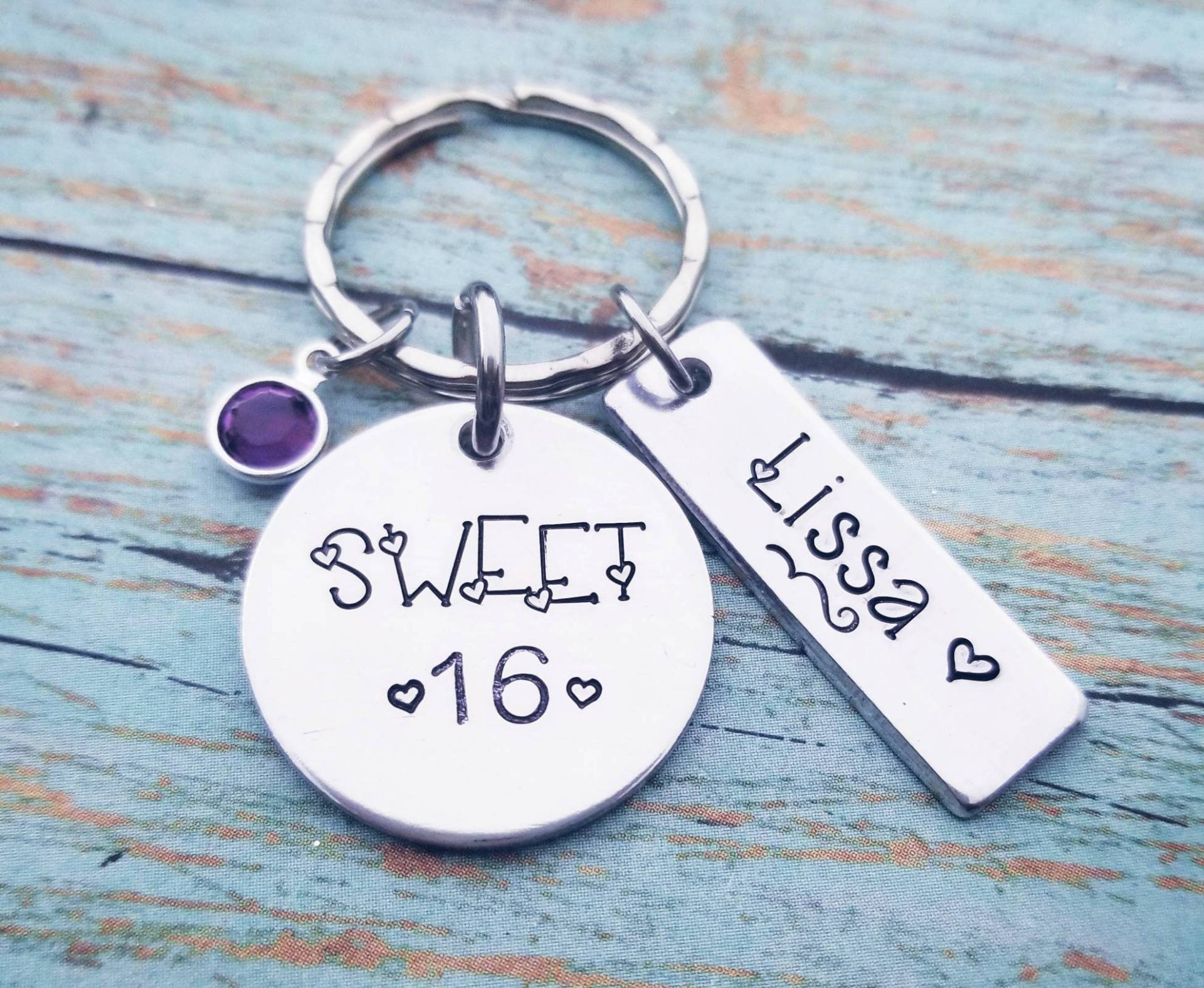 Personalisierte Sweet 16 Schlüsselanhänger Tochter, Nichte Geschenk von Etsy - PaytonLeighTreasures