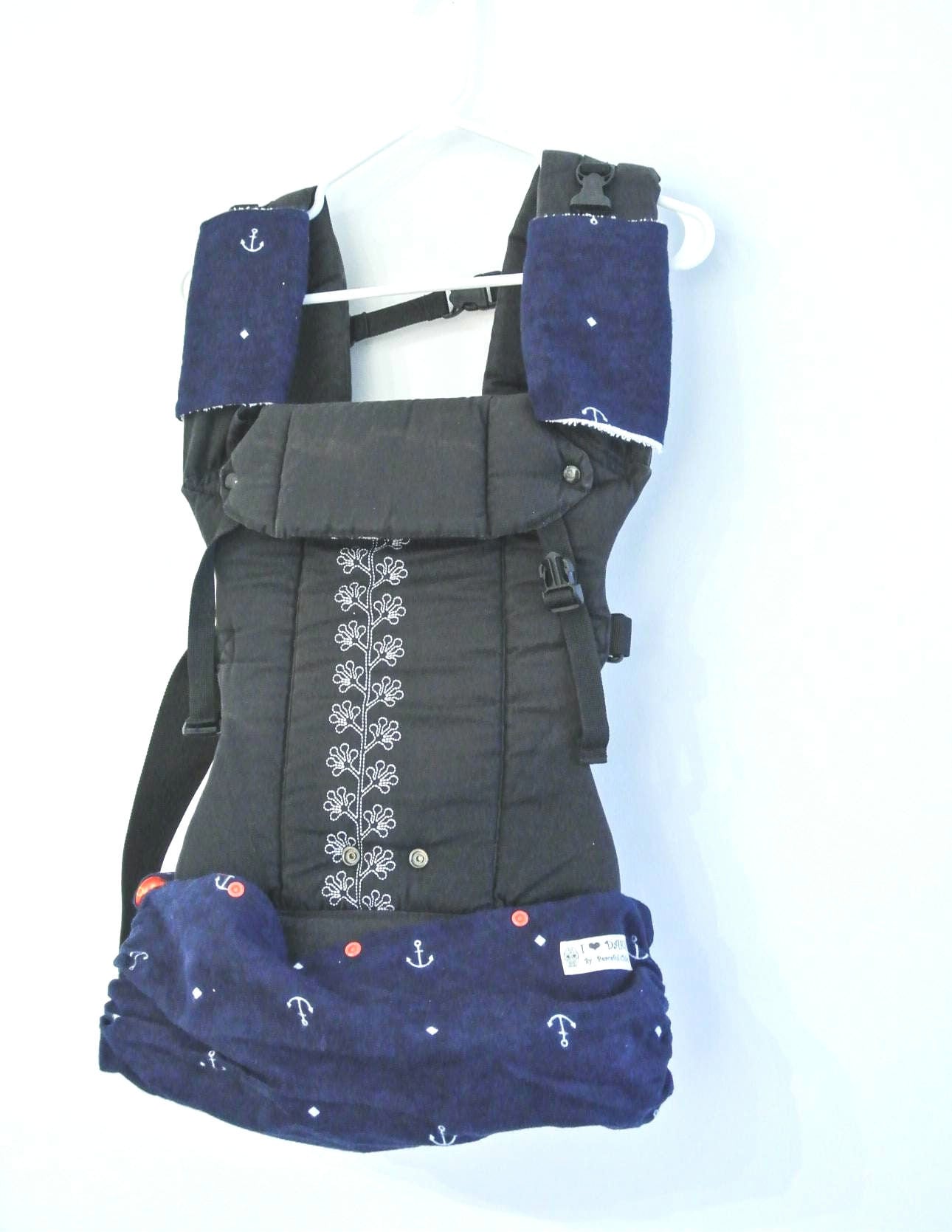 Sofort Lieferbar - Babytragehülle, Lätzchen Für Ergo, Tula, Beco, Boba, Onya-Navy Anchor | Flanell/Oranger Anker Auf Der Rückseite von Etsy - PeacefulChildren