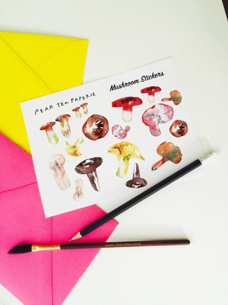 Pilz Aufkleber, Aufkleber 001, Erin Corden, Dekor Pilz Aufkleber, Aufkleber 001, Erin Corden, Dekor von Etsy - PearTeaPaperieCo