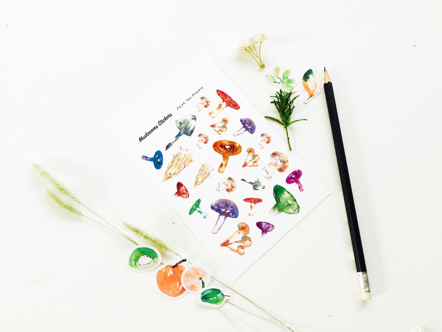 Pilz Aufkleber, Sticker 002, Planer Wochen Sticker, Kunst, Erin Condren, Dekor Botanisch, Pflanze von Etsy - PearTeaPaperieCo