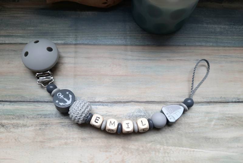 Schnullerkette, Schnullerkette Mit Namen Anker Boot Für Jungen Mädchen Personalisiert von Etsy - PerlenprinzessinHB