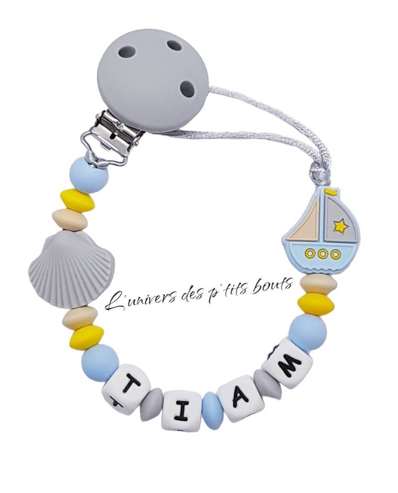 Personalisierter Silikon-Schnullerclip - Boot von Etsy - PetitsboutsCreations