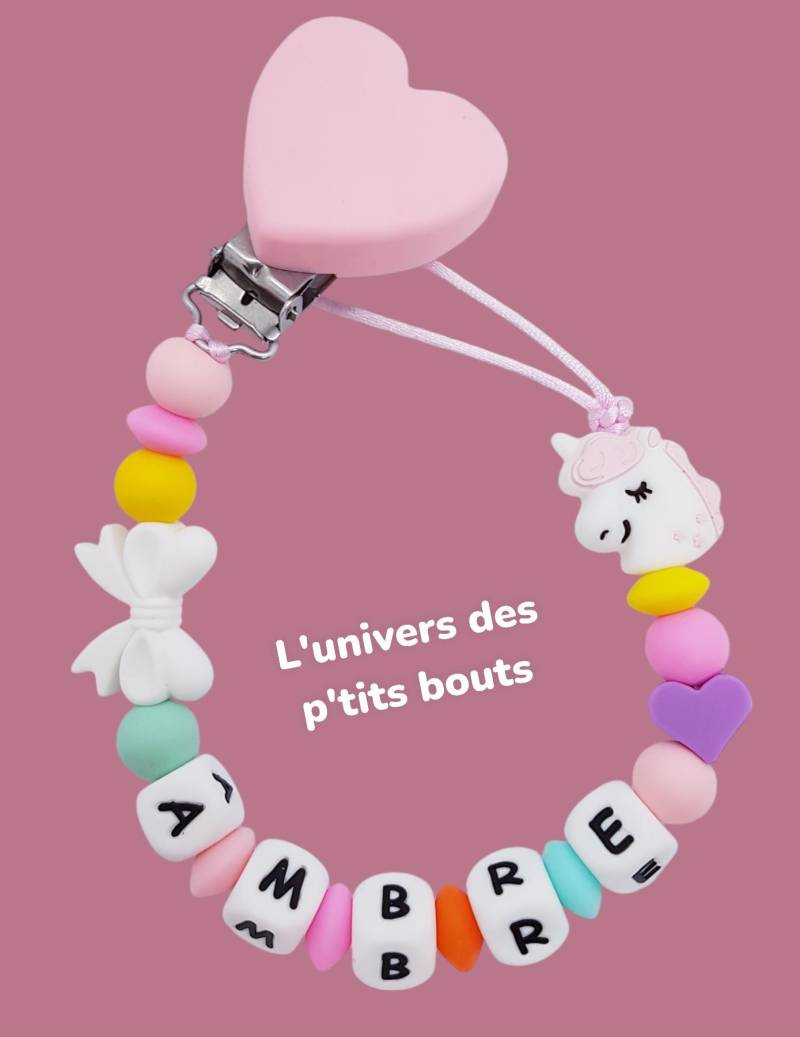 Personalisierter Schnullerclip Aus Silikon - Einhorn von Etsy - PetitsboutsCreations