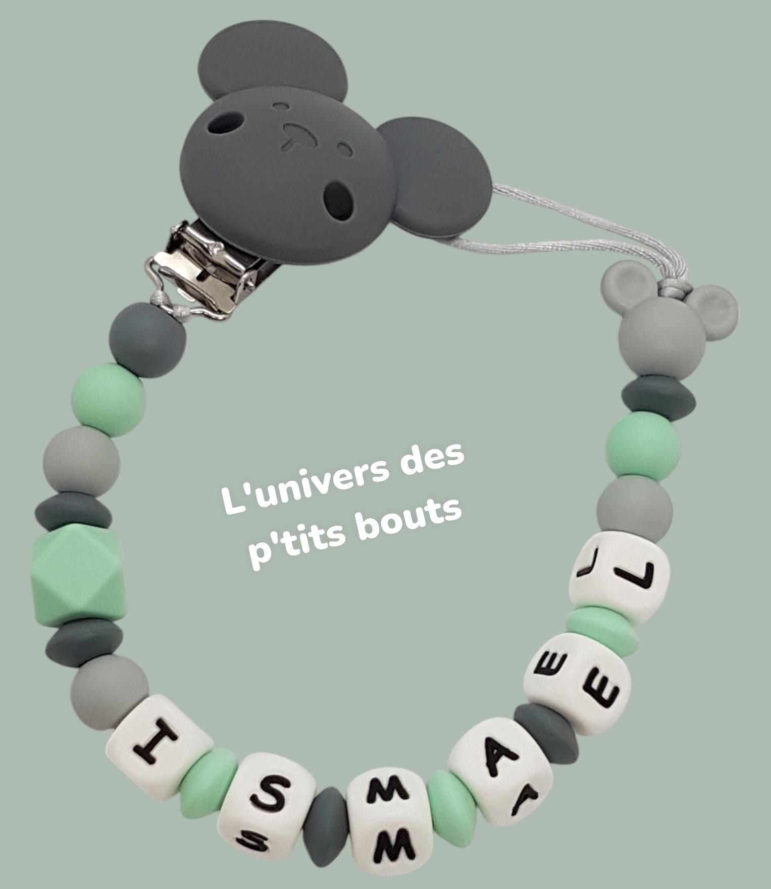 Personalisierter Silikon-Schnullerclip - Maus von Etsy - PetitsboutsCreations