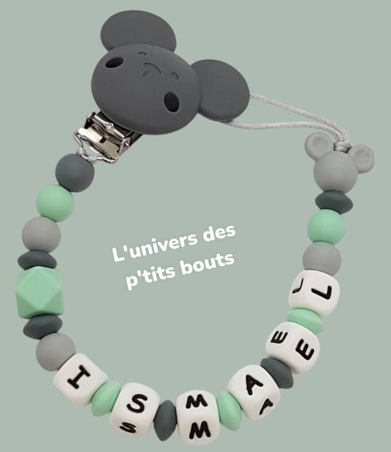 Personalisierter Silikon-Schnullerclip - Maus von Etsy - PetitsboutsCreations