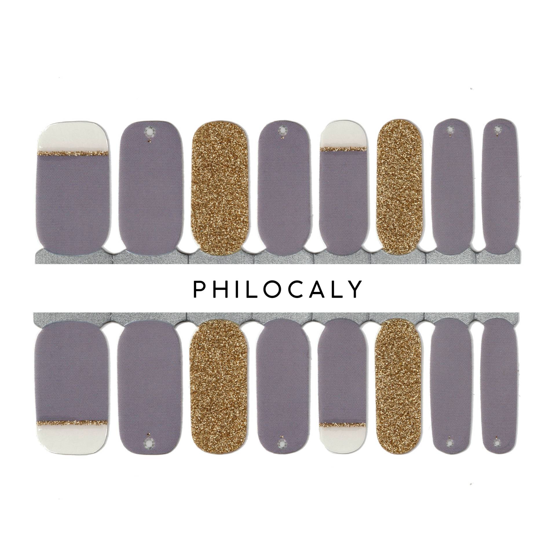 Gold Glitzer Nagelstreifen Lila & Weiße Nägel von Etsy - PhilocalyNailStrips