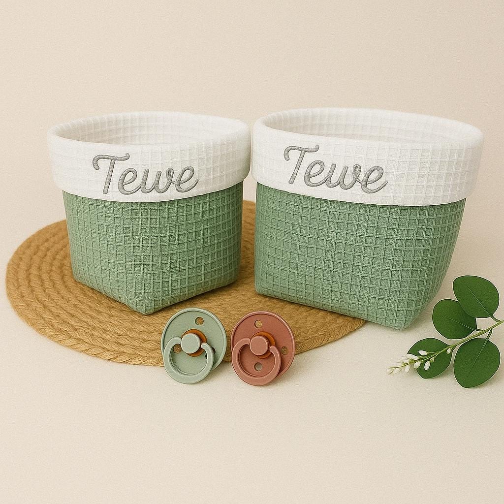 Utensilo Körbchen Mit Name Personalisiert | Wickeltisch Utensilos Aufbewahrungskörbchen Wickeltischkörbchen Stoffkörbchen von Etsy - PinkCloudsBabyShop