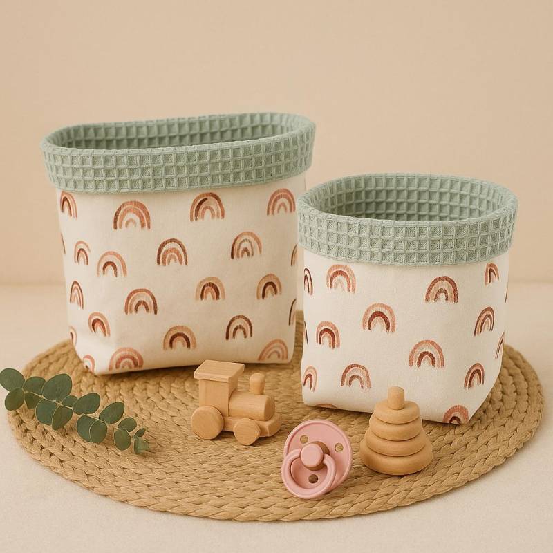 Utensilo - Regenbogen Körbchen Wickeltisch Aufbewahrungskörbchen Wickeltischkörbchen Stoffkörbchen Regenbögen von Etsy - PinkCloudsBabyShop