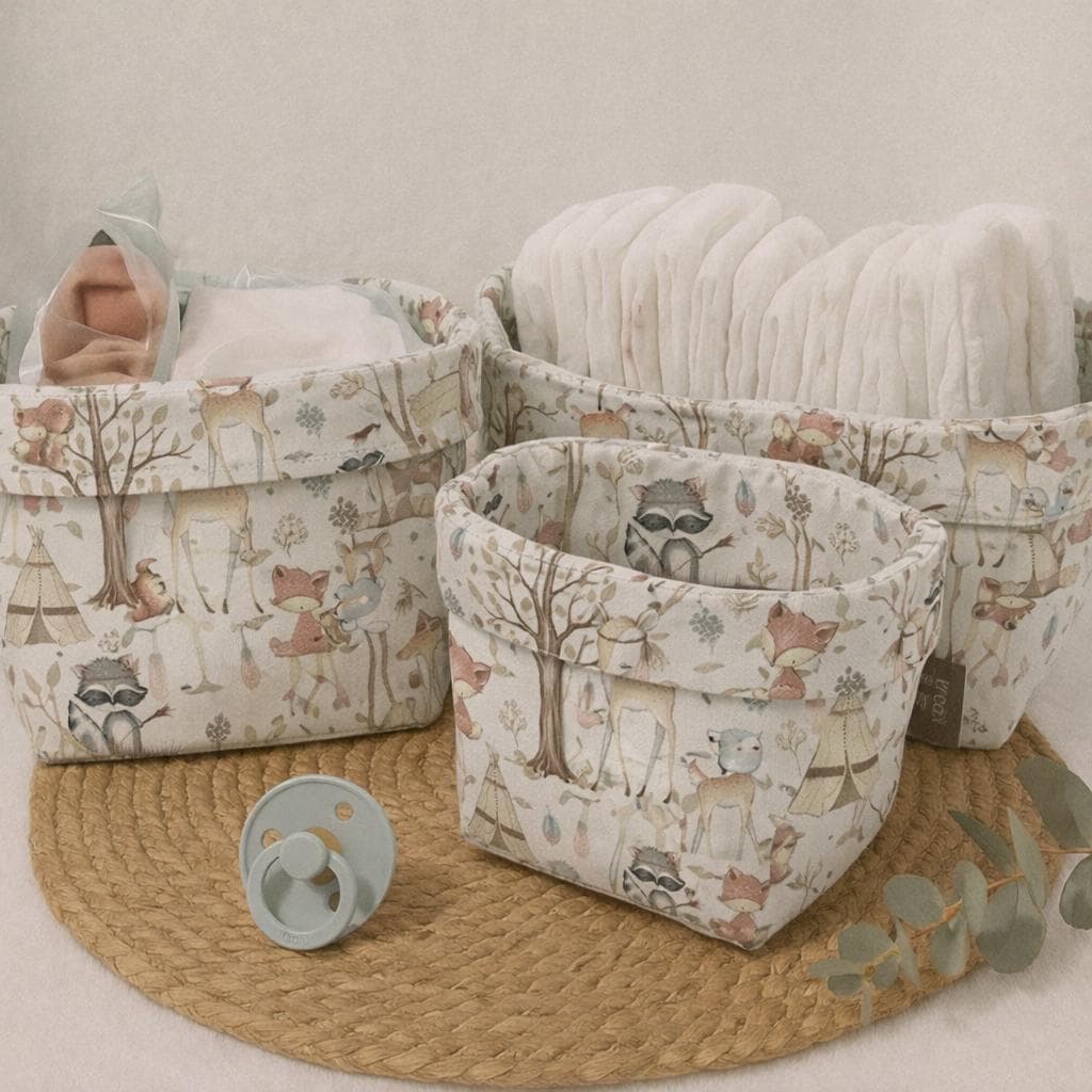 Utensilo - Waldfreunde Körbchen Wickeltisch Aufbewahrungskörbchen Wickeltischkörbchen Stoffkörbchen Utensilos von Etsy - PinkCloudsBabyShop