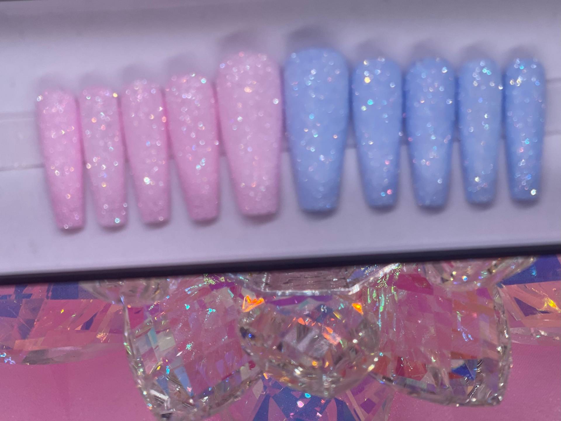 Baby | Pink/Blau Zucker Glitzer Drücken Sie Auf Die Nägel Geschlecht Offenbaren Baby | Pink/Blau Zucker Glitzer Drücken Sie Auf Die Nägel Geschlecht Offenbaren von Etsy - PinkiePromisesCo