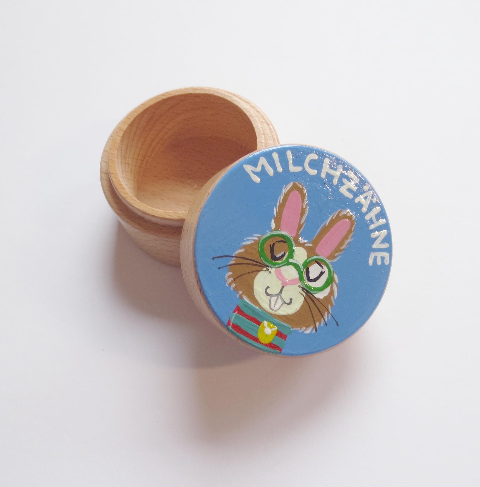 Milchzahndose "Hase Blau", Milchzähne Aufbewahrung, Schmuckdose von Etsy - Pinselstuebchen