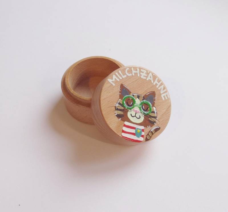 Milchzahndose "Katze", Milchzähne Aufbewahrung, Schmuckdose Milchzahndose "Katze", Milchzähne Aufbewahrung, Schmuckdose von Etsy - Pinselstuebchen