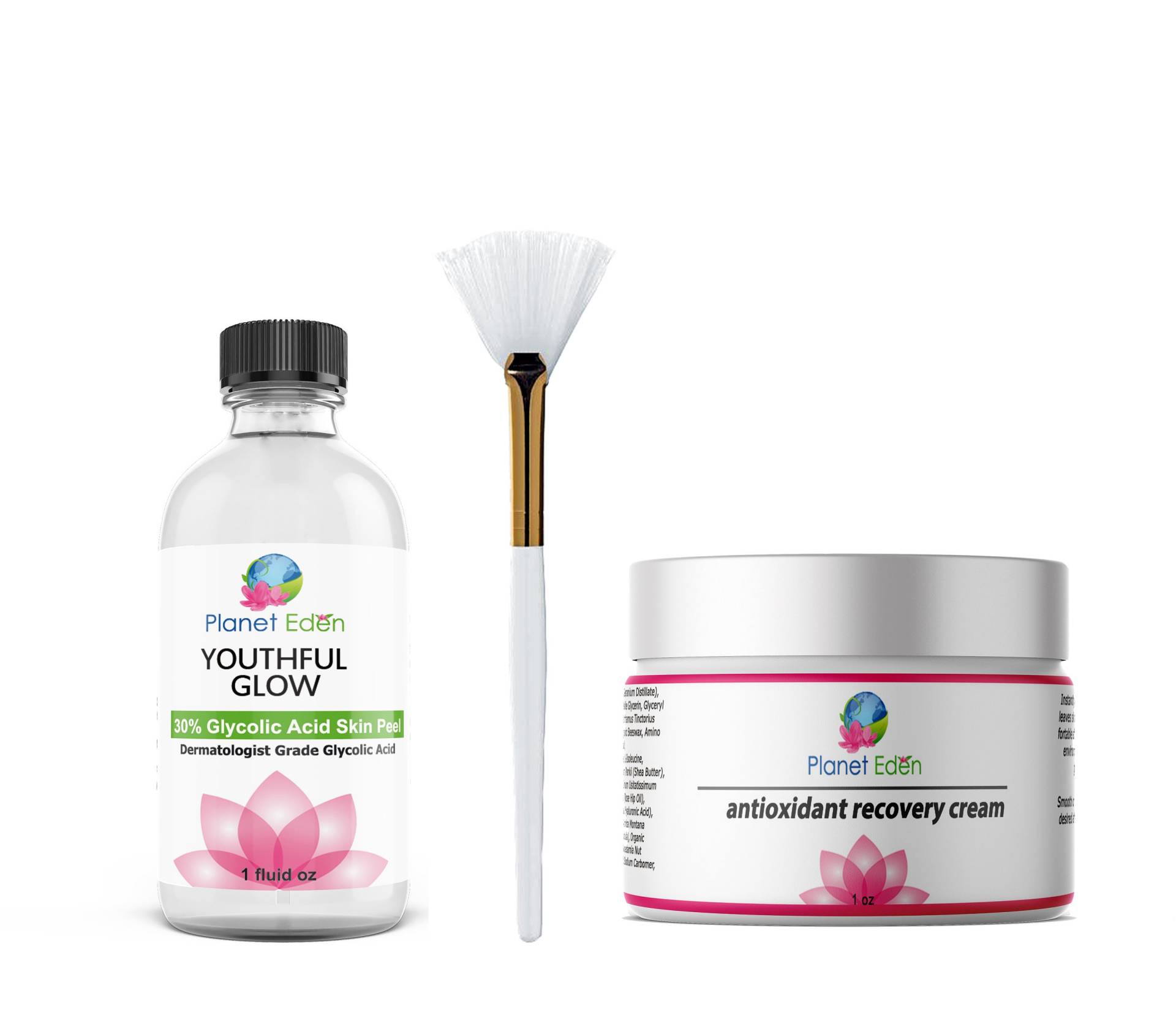 Planet Eden Glycolic Skin Gesichtspeeling Kit Mit Antioxidant-Recovery-Creme Und Fächerbürste - Verringert Sonnenschäden Planet Eden Glycolic Skin Gesichtspeeling Kit Mit Antioxidant-Recovery-Creme Und Fächerbürste - Verringert Sonnenschäden von Etsy - PlanetEden