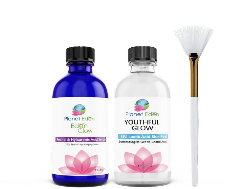 Planet Eden Lactic Acid Skin Peel Kit Mit Fächerbürste Und Vitamin-A-Retinol-Hyaluronsäure-Serum - Anti-Aging-Kraftpaket von Etsy - PlanetEden