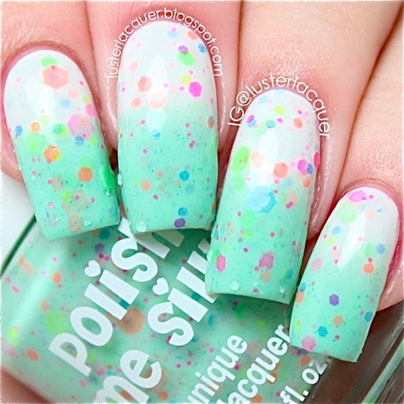 Minty Madness - Farbwechselnder Thermo-Nagellack Indie Glitter Nagellack Glitzerlack Lack Wassermarmor Stamping Nails von Etsy - PolishMeSilly