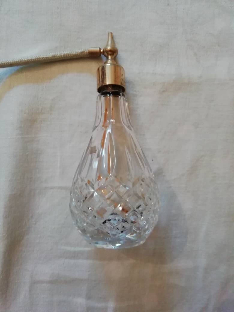 Vintage Geschnitten Glas Parfüm Flasche Blass Blau Puffer von Etsy - Pollyvintagera