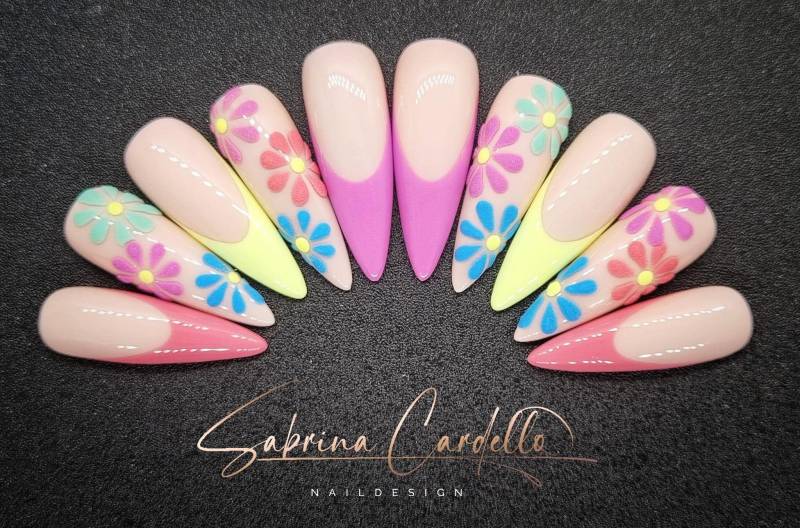 Pastell Flowers in Verschiedenen Formen Und Längen Wiederverwendbare Press On Nails von Etsy - PressOnNailsSC