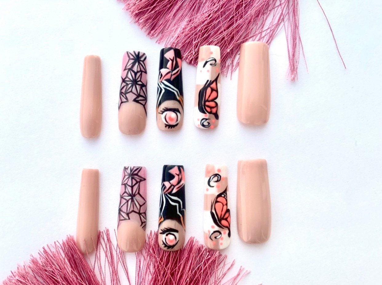Anime Dämon Mädchen Nägel Anime Dämon Mädchen Nägel von Etsy - PressonFashionNails