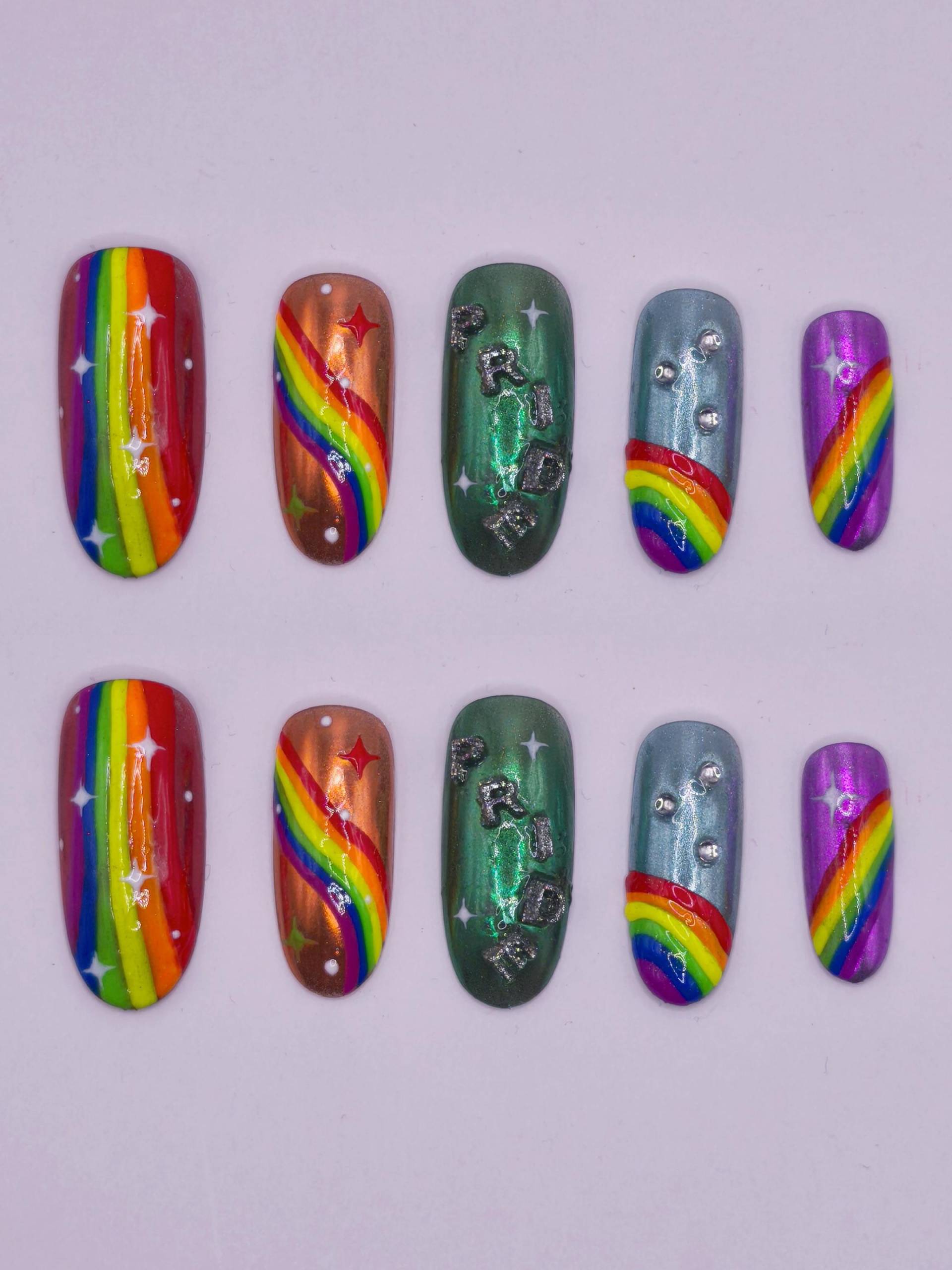 Handgefertigte Regenbogen Pride Press On Nails - Bunte Festival Nägel | Lgbtq+ Pride Nagel Kunst Glitzernde Fake Set Handgefertigte Regenbogen Pride Press On Nails - Bunte Festival Nägel | Lgbtq+ Pride Nagel Kunst Glitzernde Fake Set von Etsy - PressonnailsAura