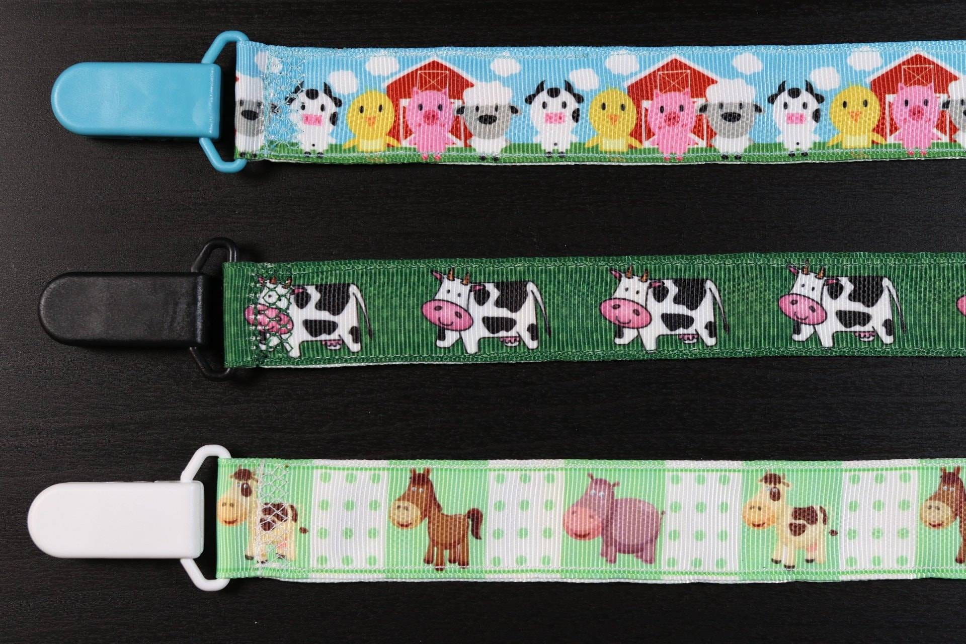 Schnullerkette Bauernhoftiere | Schnullerband Schnullerkette von Etsy - PrettyBittyBabyGoods