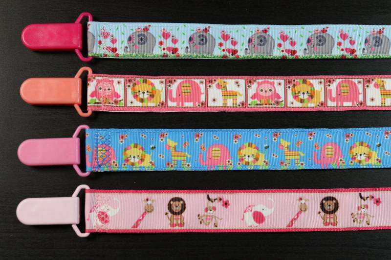 Schnullerkette Dschungeltiere Elefant Löwe Tiger Giraffe Affe | Mädchen Band Paci Halter, Baby Shower Geschenk, Binky Soothie Mam Nuk Schnuller von Etsy - PrettyBittyBabyGoods