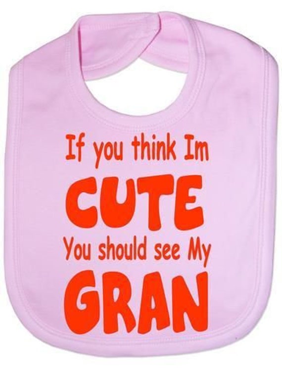 Lustiges Baby Lätzchen - See My Gran, Baumwolle Neugeborenen Geschenk von Etsy - Print4ustore