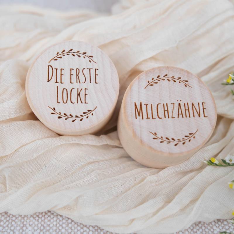 Set 2x Dosen Milchzahne Und Erste Locke , Zahdose, Zahndose Holz, Milchzahndose, Zähnchen von Etsy - ProjectBowShop