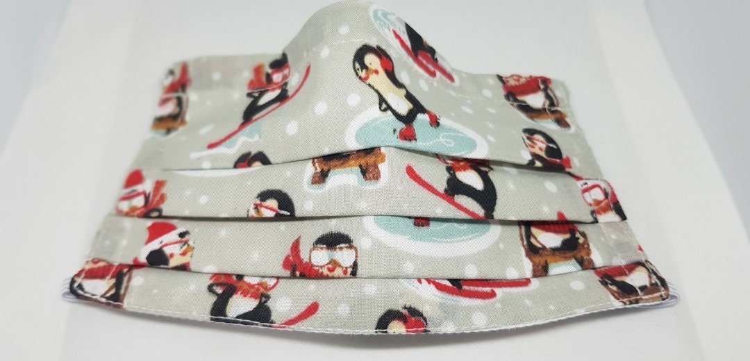 Handgefertigte Gesichtsmaske, Wiederverwendbar, Baumwolle, Doppelt Gelegt Mit Nasendraht - Festive Pinguin Grau Handgefertigte Gesichtsmaske, Wiederverwendbar, Baumwolle, Doppelt Gelegt Mit Nasendraht - Festive Pinguin Grau von Etsy - ProudIdeas