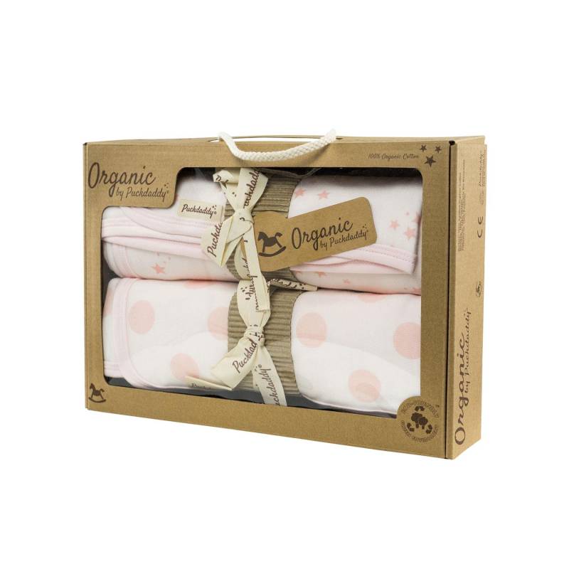 Puckdaddy Organic Geschenkset Juna 2 Babydecken 75x74cm Punkte Sterne Muster Rosa von Etsy - PuckdaddyShop