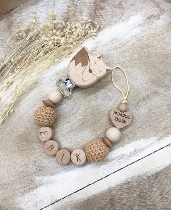 Schnullerkette Mit Namen Personalisiert Graviert Geschenk Taufe/Geburt Verschiedene Schriftarten Clips von Etsy - PureDesignBabyHerz