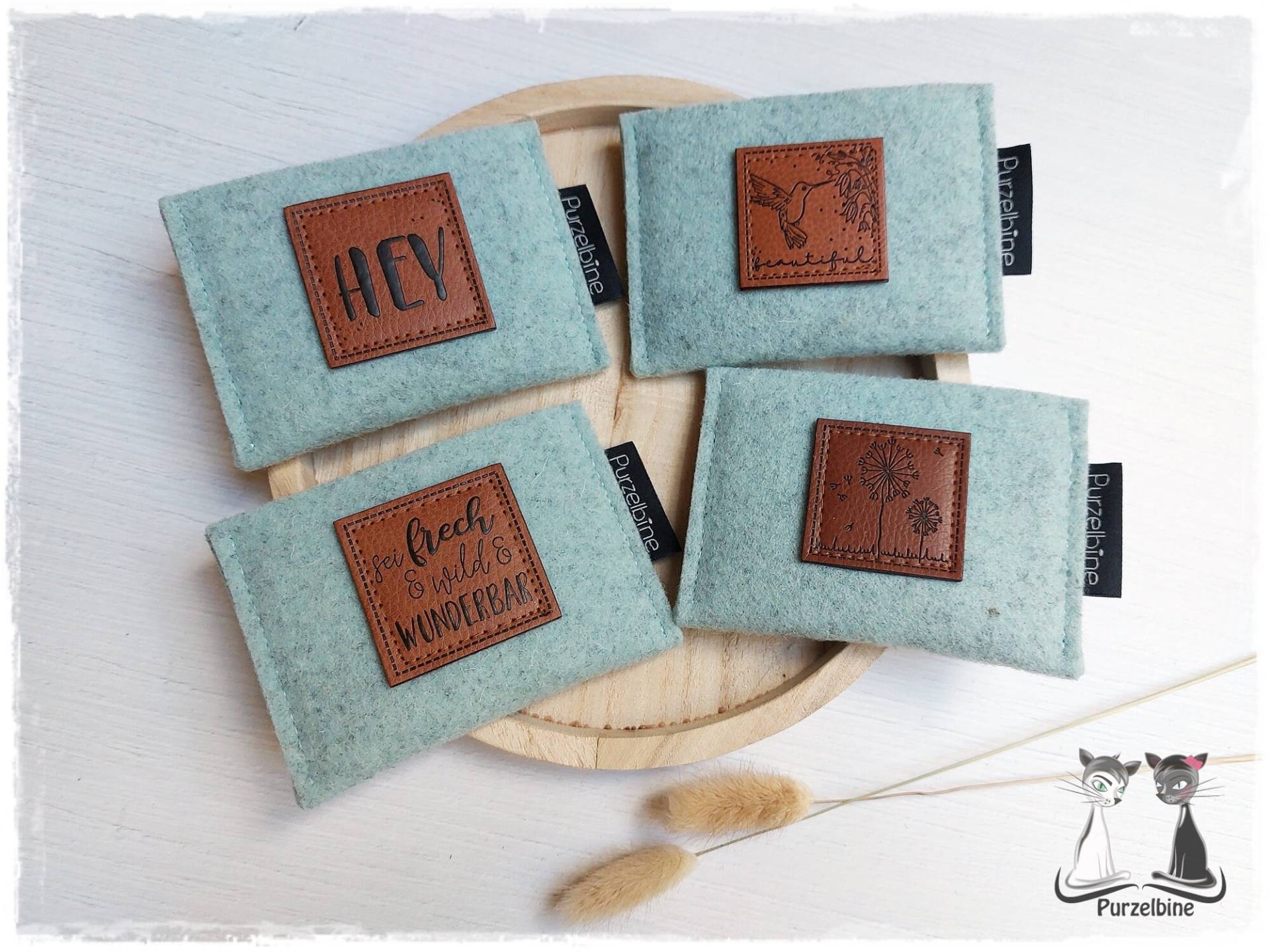 Taschenspiegel Mit Hülle Aus Wollfilz in Mint - Spiegel Pusteblume Hey Vogel Sei Frech Und Wild Wunderbar Spiegelhülle von Etsy - Purzelbine